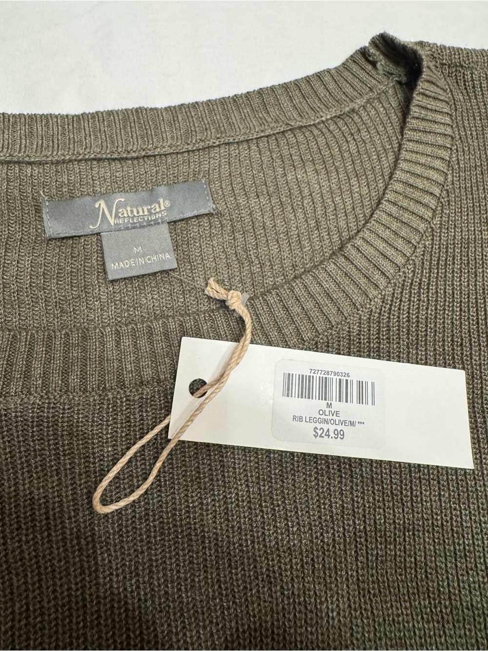 Natural Reflections Olive Green Scoop Neck Sweater - Picture 2 of 3
